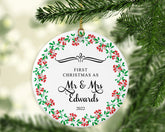 First Christmas Married Ornament - Mr & Mrs Christmas Ornament - Our First Christmas Married as Mr and Mrs Ornament - Personalised Ornament - Craftellery